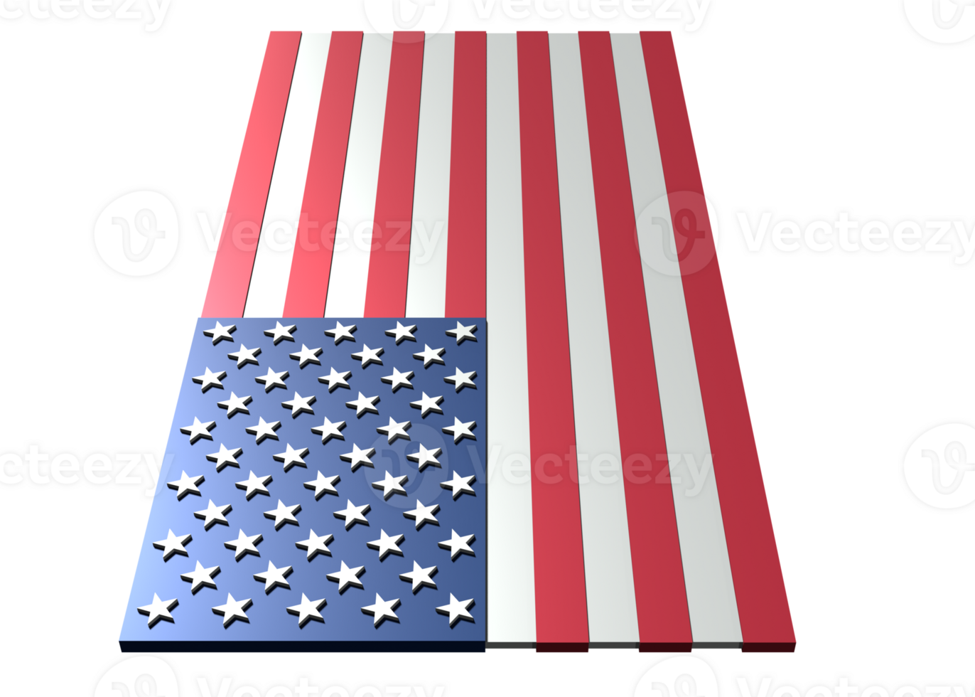 3D rendering of USA flag in transparency png