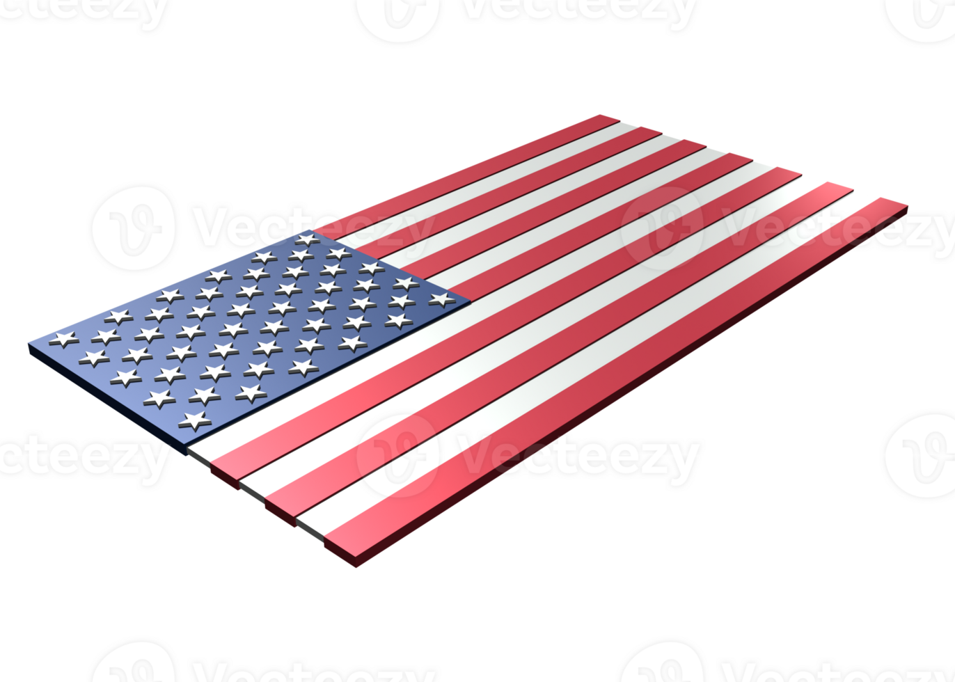 3D rendering of USA flag in transparency png