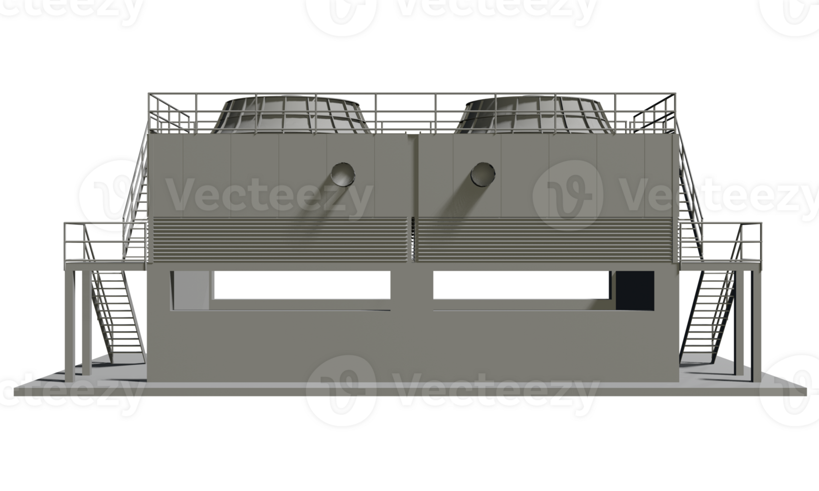 3D illustration of industrial building in transparent png