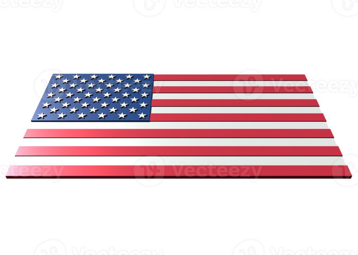 3D rendering of USA flag in transparency png