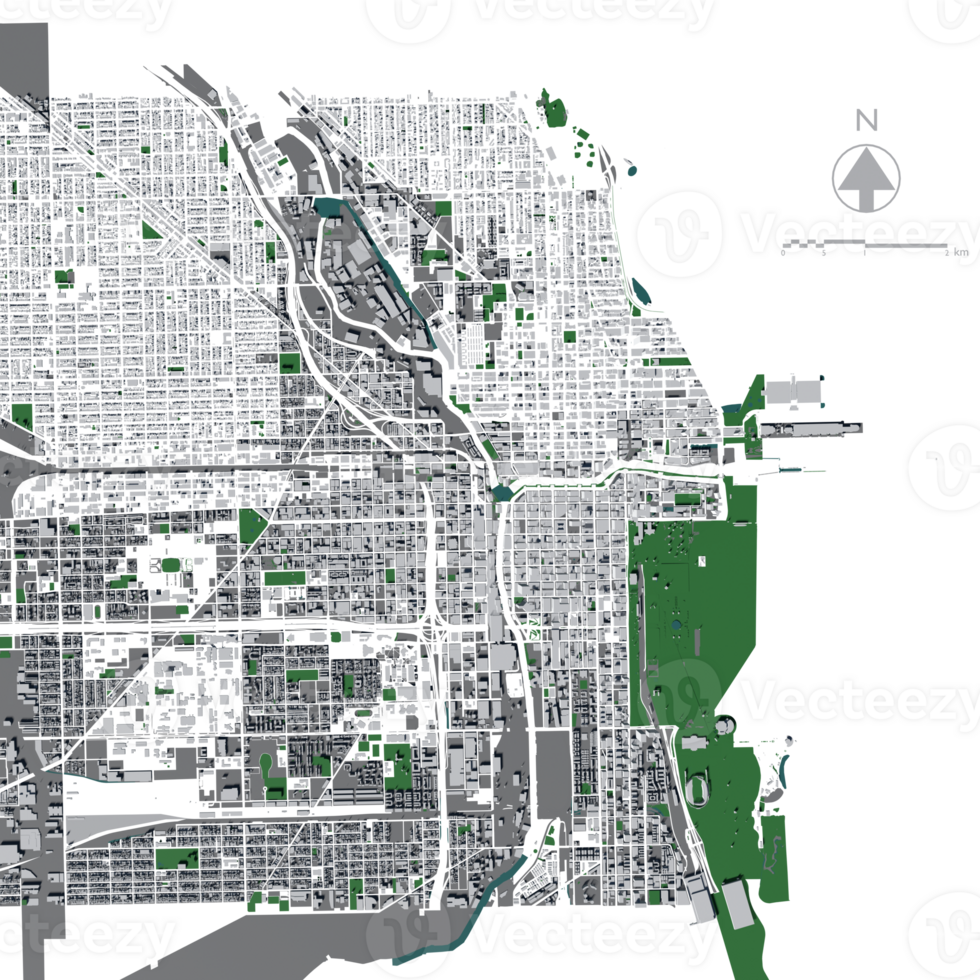 3D illustration of Chicago mass building in transparent png