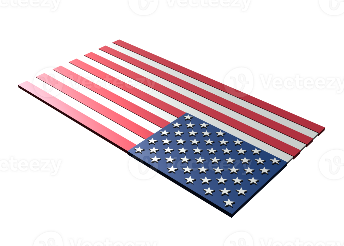 3D rendering of USA flag in transparency png