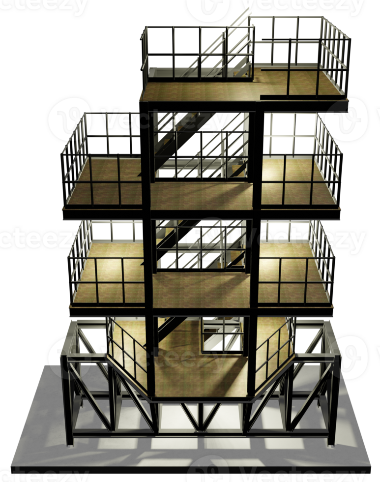 3D illustration of industrial building in transparent png
