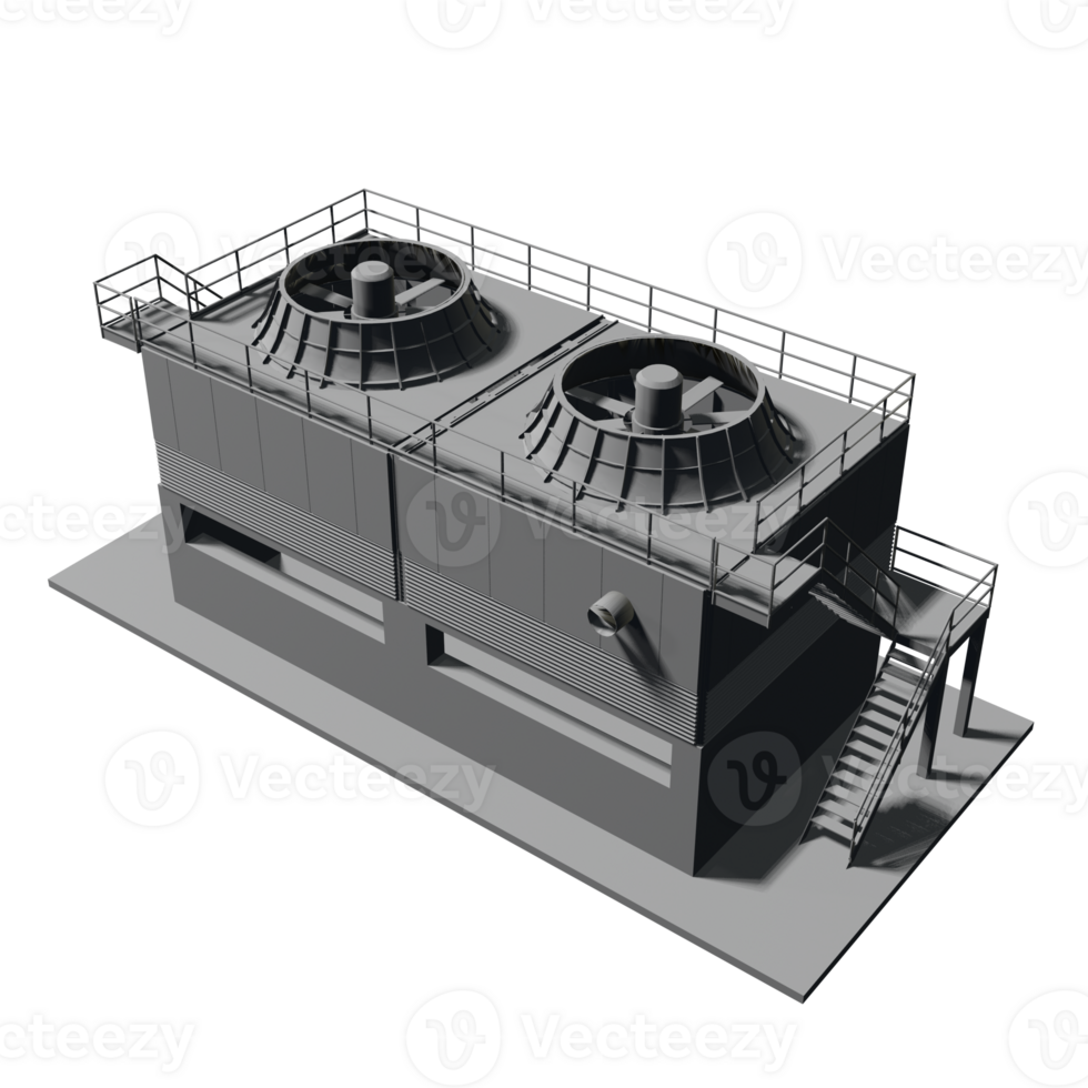 3D illustration of industrial building in transparent png