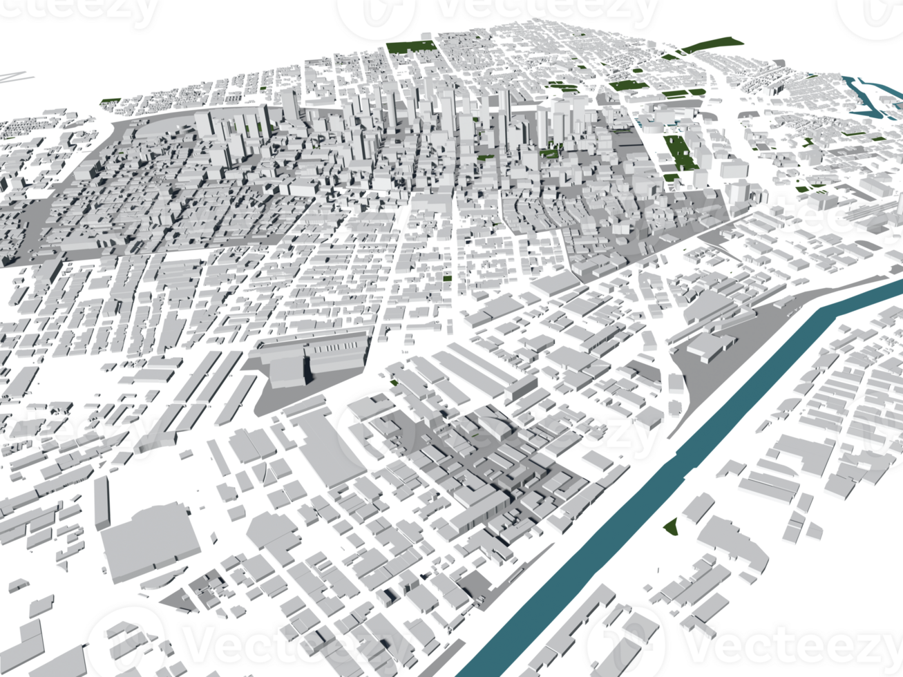 3D illustration of Los Angeles mass building in transparent png