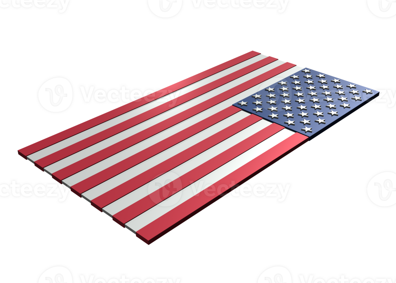 3D rendering of USA flag in transparency png