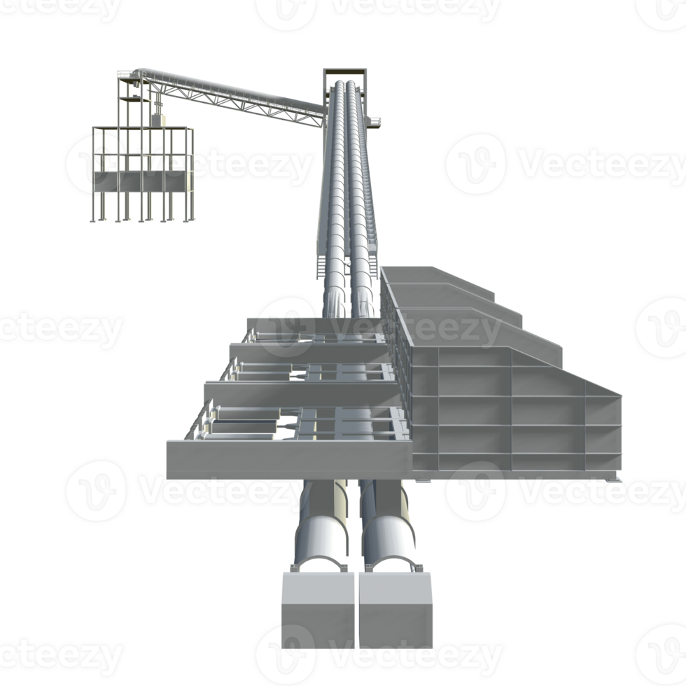 3D illustration of industrial building in transparent png