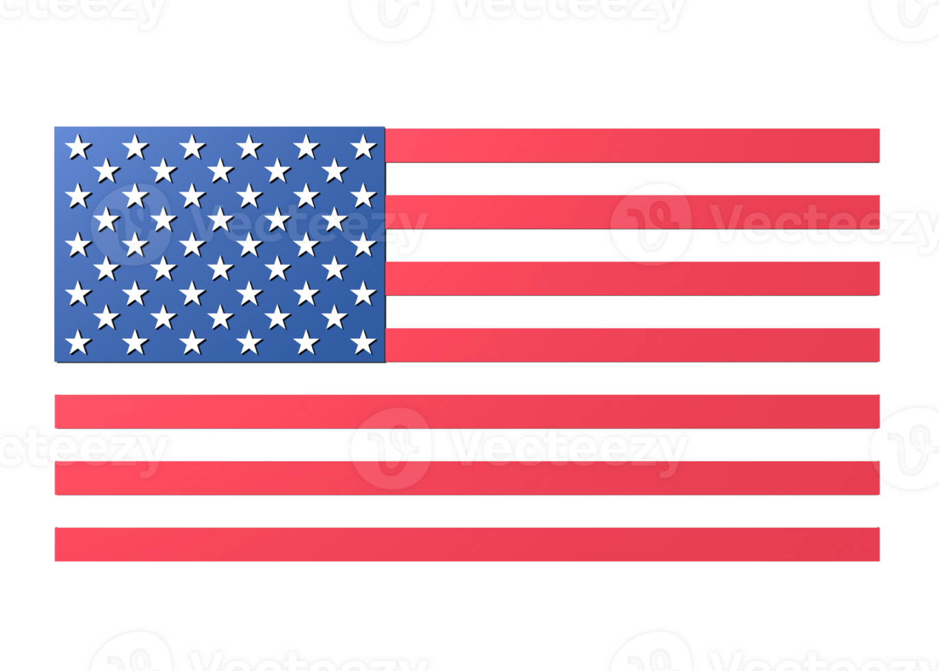 3D rendering of USA flag in transparency png