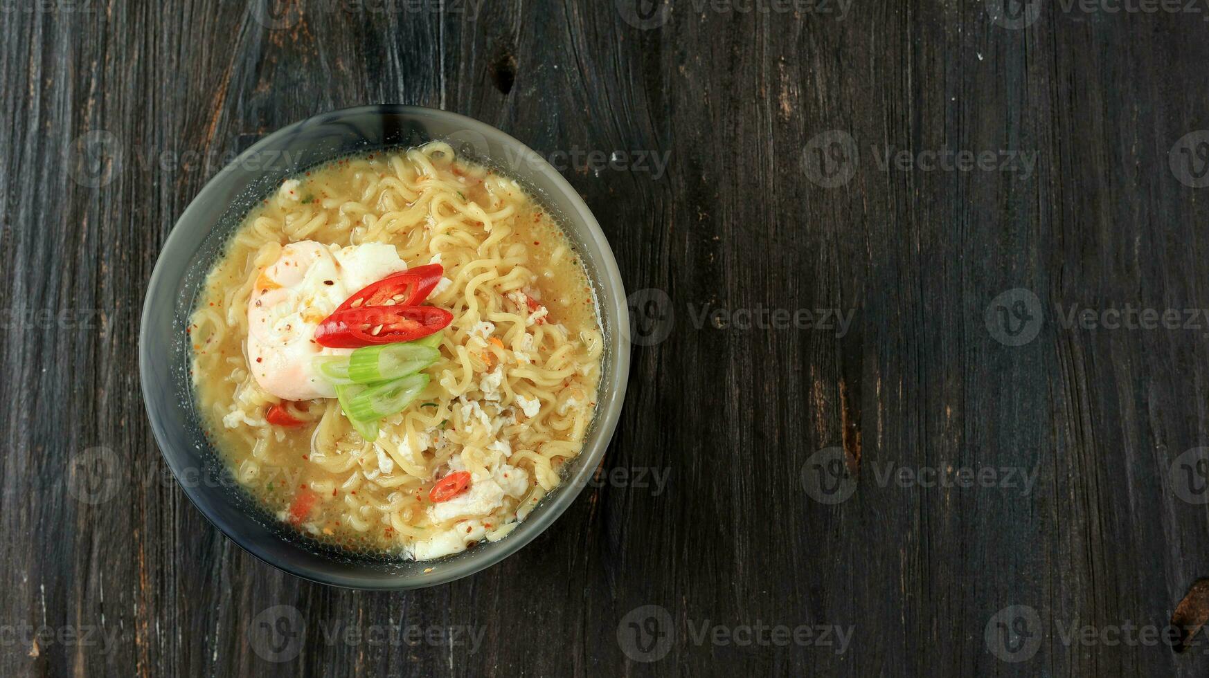 Instant Asian Ramen Noodle with Chilli and Spring Onion photo