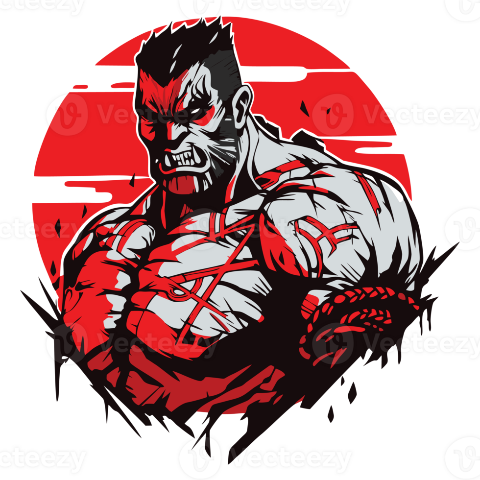 Bold warrior artwork for tshirt, png