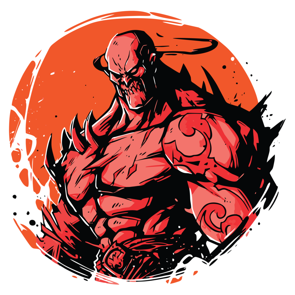 Expressive warrior illustration for trendy new tshirt, png