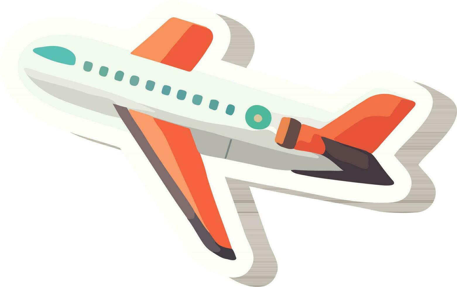 Sticker Style Airplane Icon In Orange And Gray Color. vector