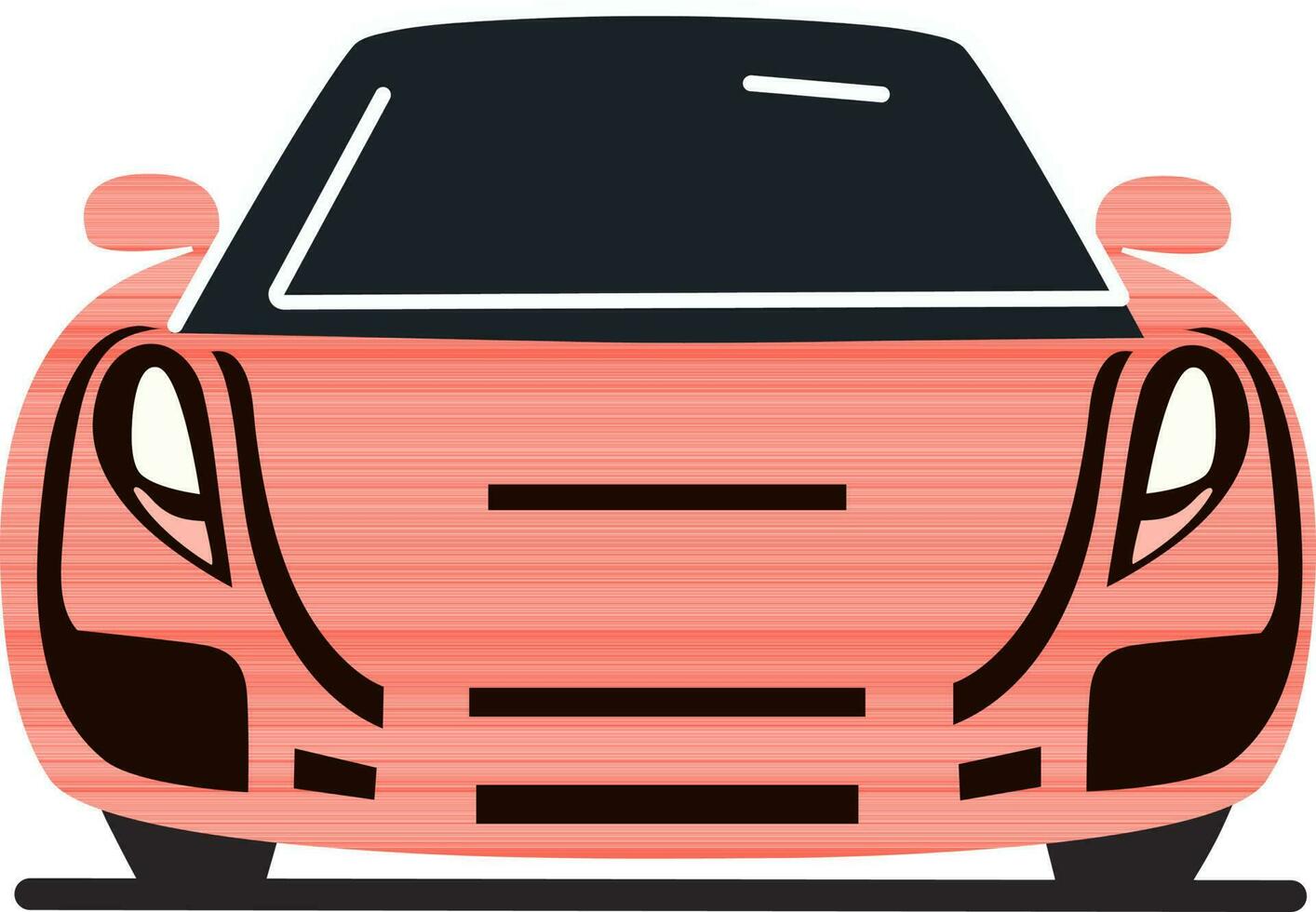 Front View of Flat Car Icon In Pastel Red Color. vector