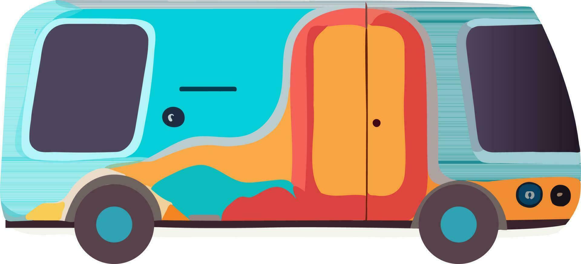 Fluid Print Bus Vehicle Icon In Flat Style. vector