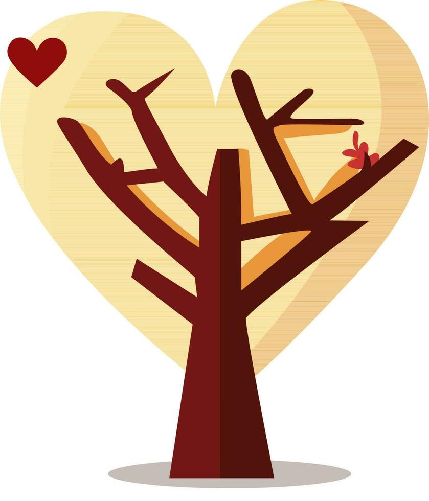 Beautiful Heart Shape Tree Icon In Flat Style. vector