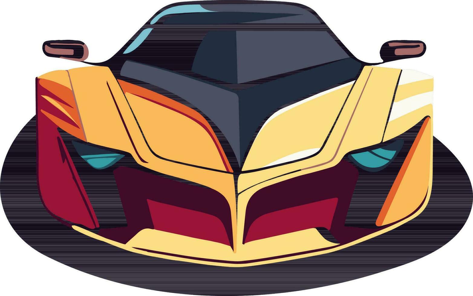 Front View Of Stylish Car In Sticker Style. vector