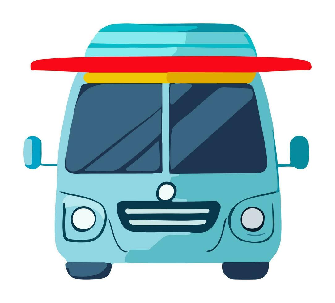 Front View of Bus Or Auto Element In Flat Style. vector