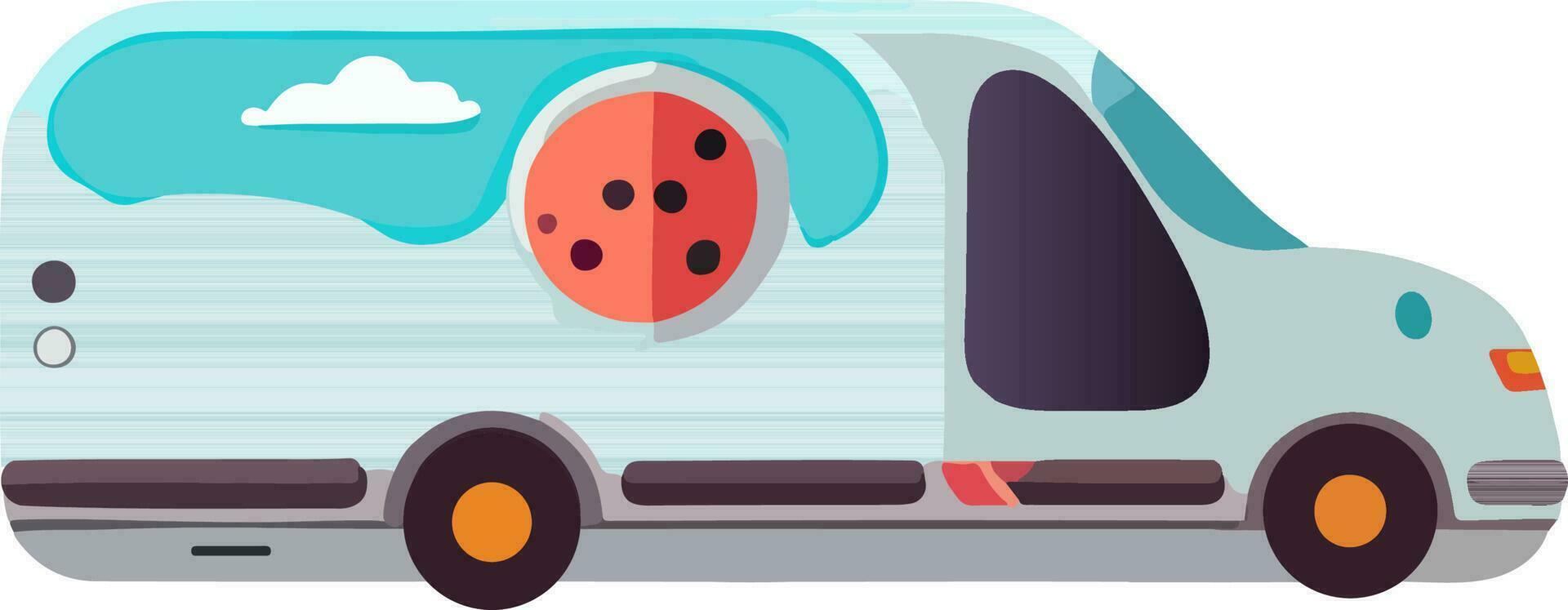 Isolated Van With Planet Icon In Flat Style. vector