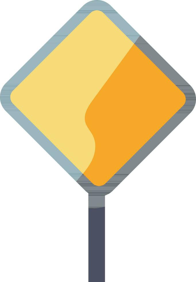 Yellow Diamond Shape Sign Board Icon In Flat Style. vector