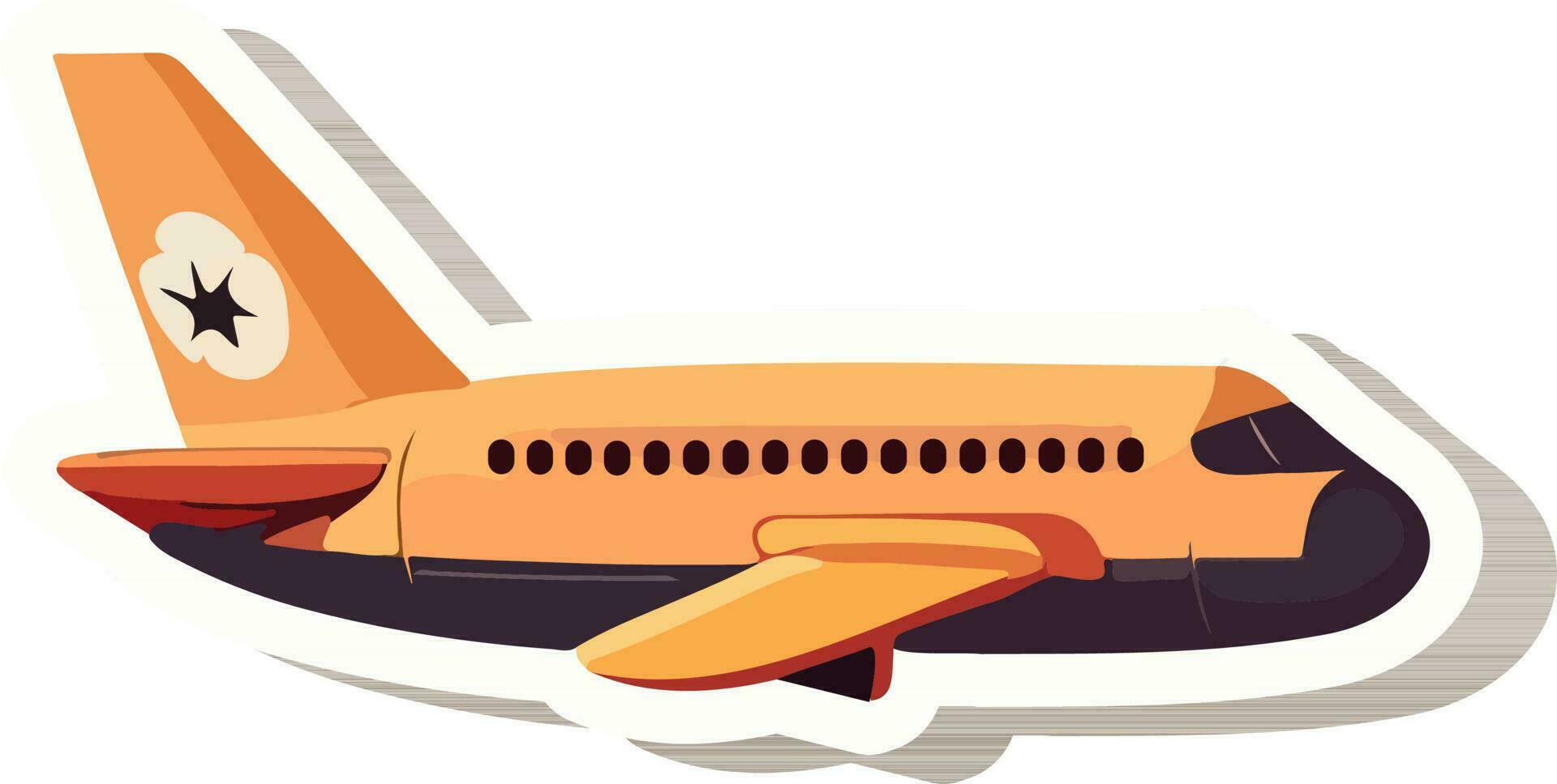 Orange And Purple Airplane Icon In Sticker Style. vector