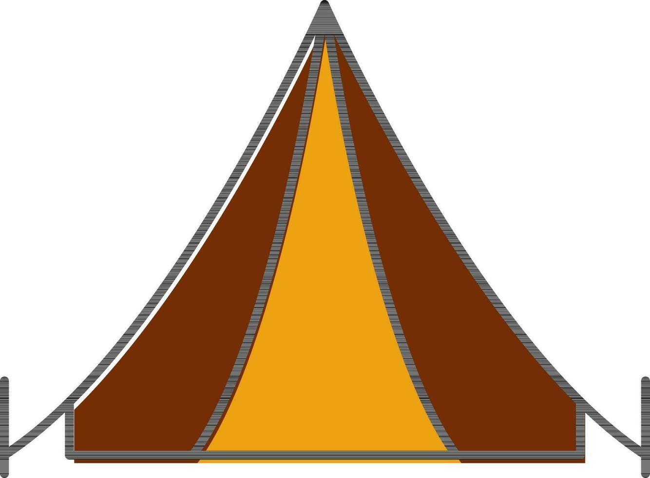 Brown And Yellow Tent Icon In Flat Style. vector