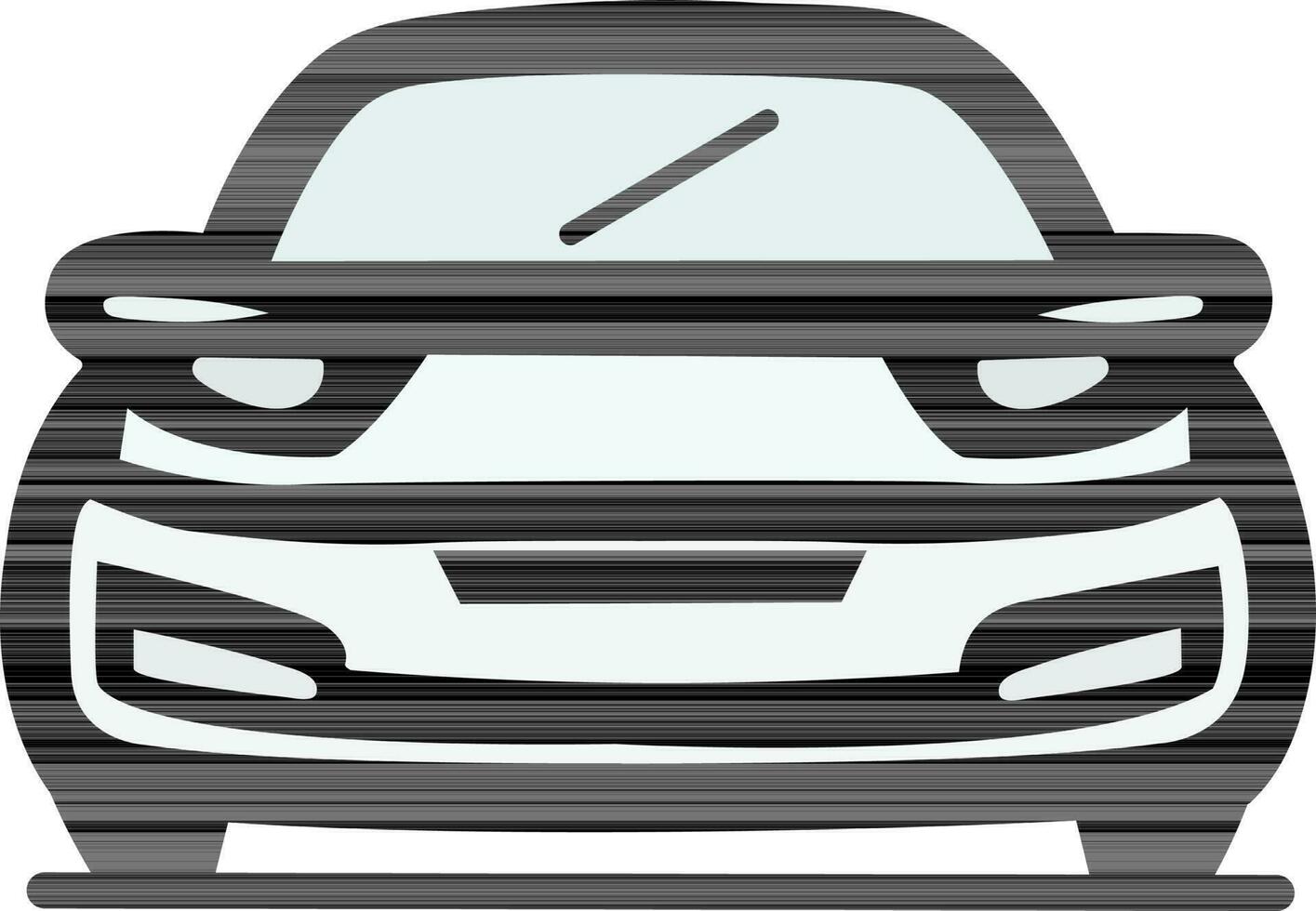 Front View of Car Icon In Black And White Color. vector