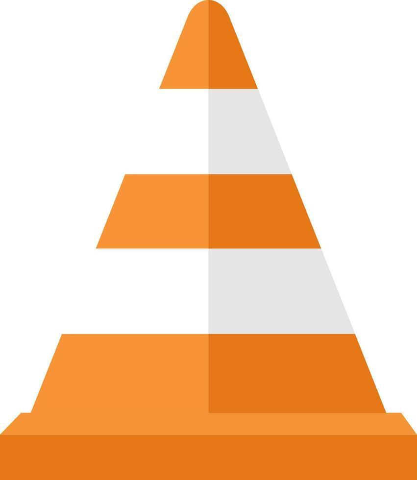 Orange And White Traffic Cone Icon In Flat Style. vector