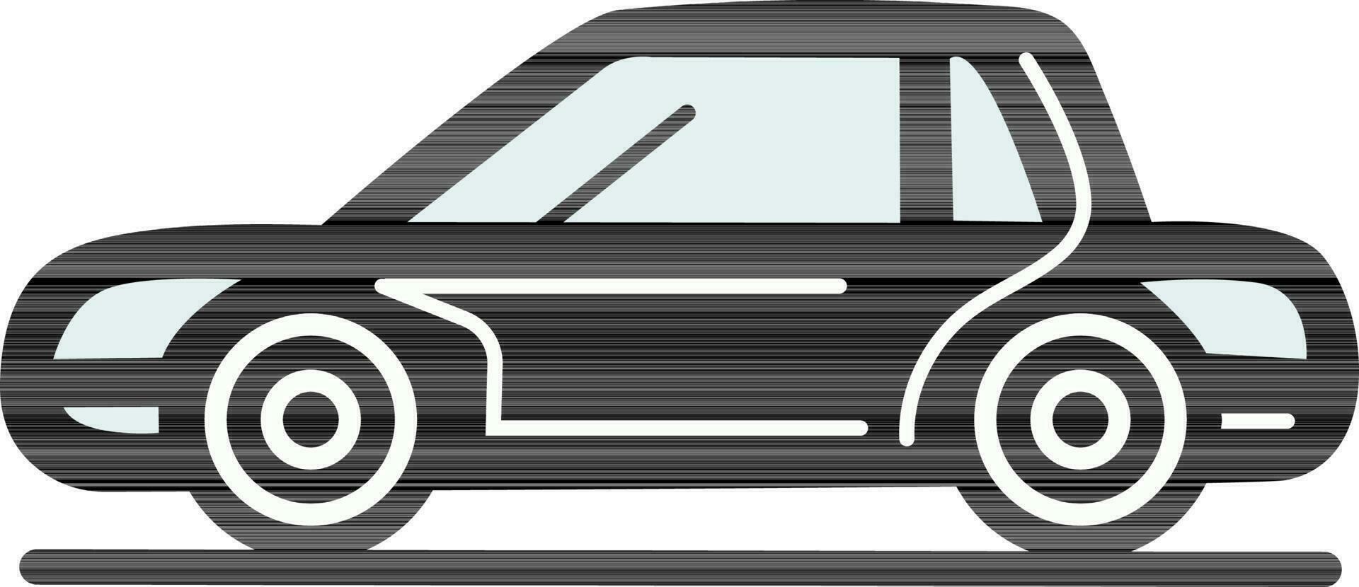 Black And White Car Icon In Flat Style. vector
