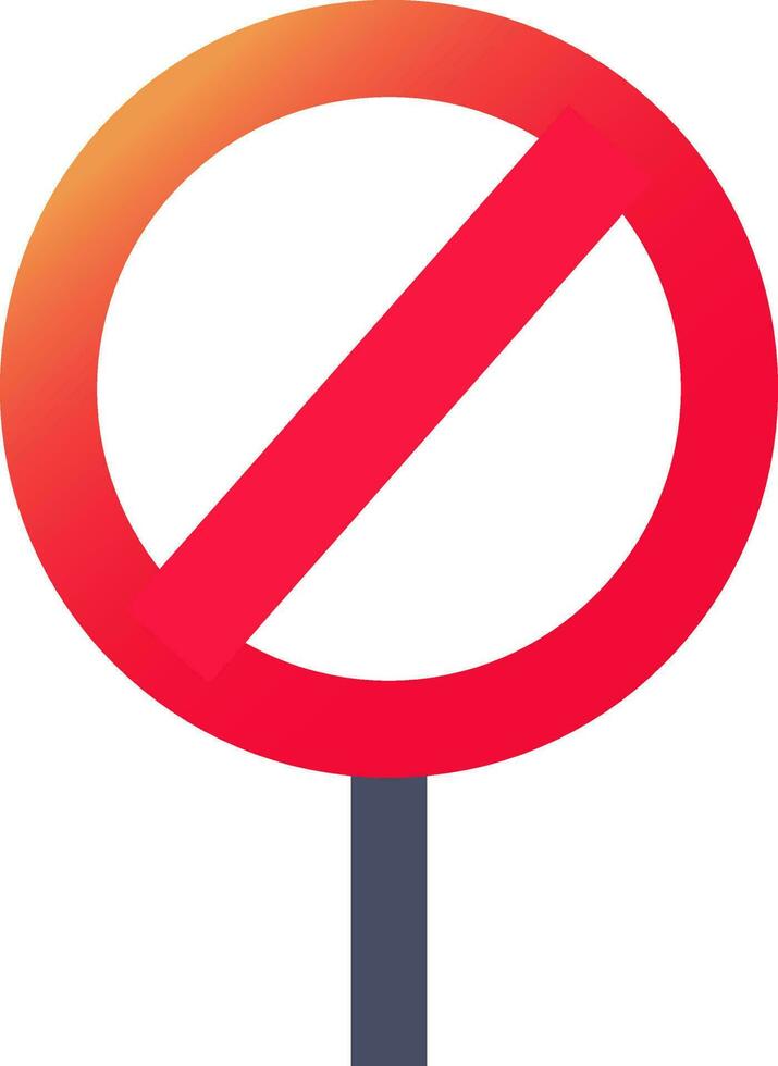 Isolated Forbidden Sign Pole Icon In Flat Style. vector