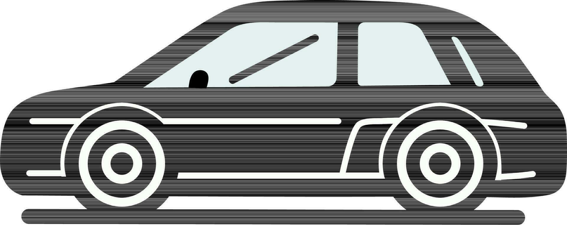 Side View of Car Icon In Black And White Color. vector