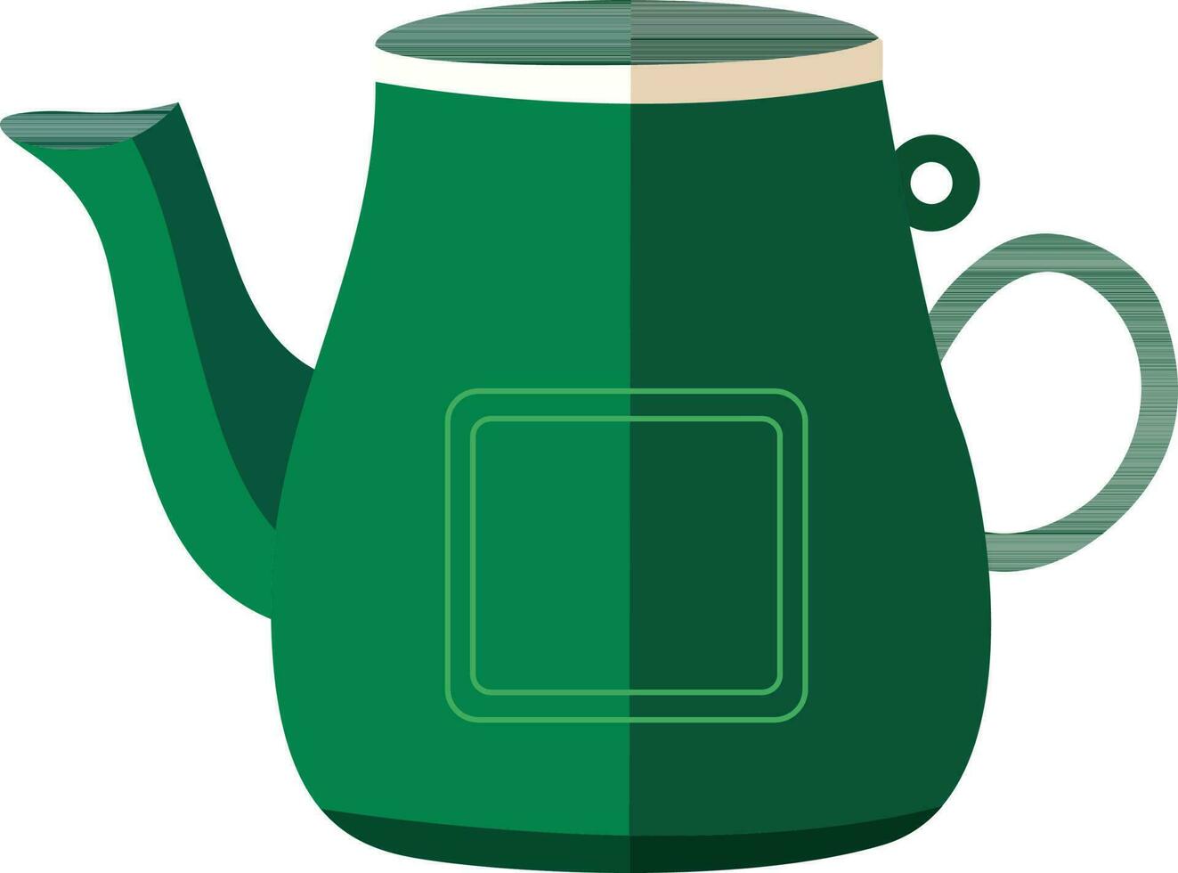 plano estilo té maceta icono en verde color. vector