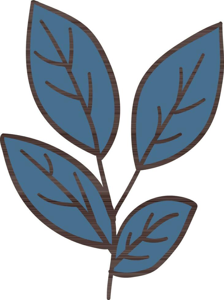 Slate Blue Leaves Icon In Flat Style. vector