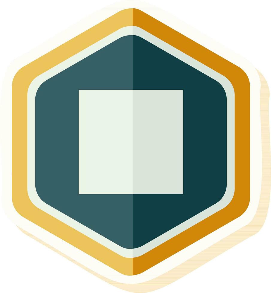 Hexagon Blank Badge Icon In Teal And Yellow Color. vector