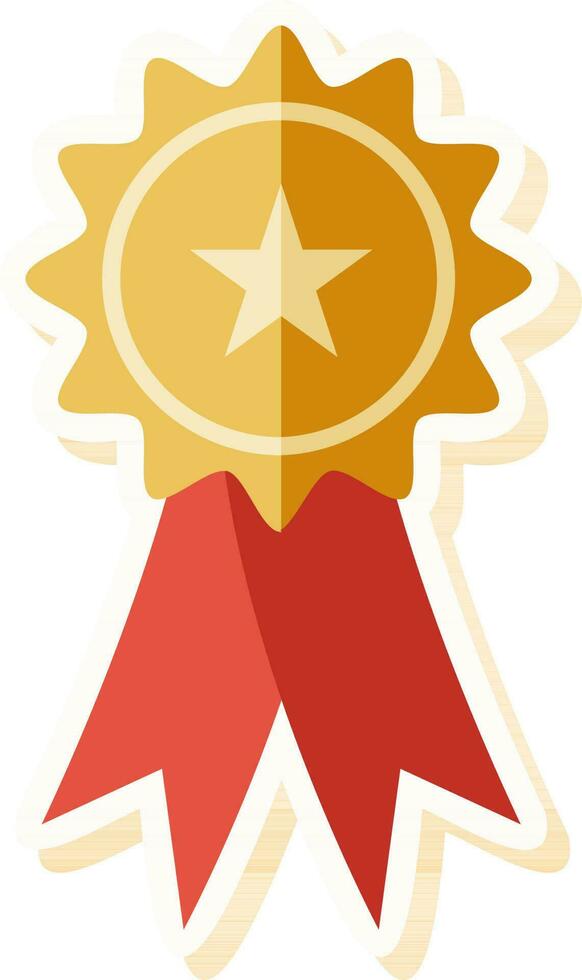 Red And Yellow Star Badge Icon In Sticker Style. vector