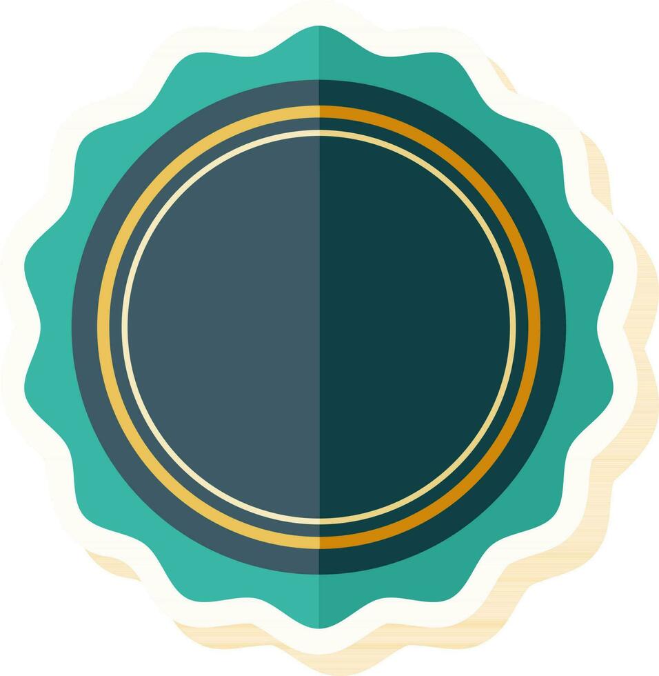 Round Blank Badge Icon In Teal And Yellow Color. vector