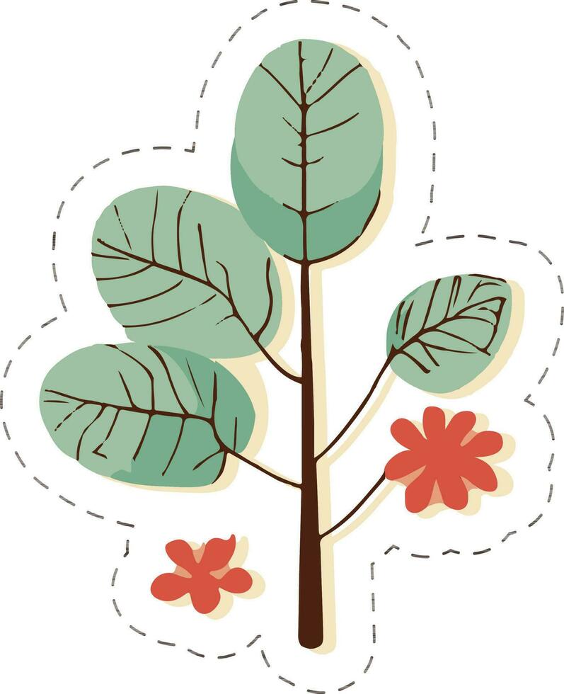Illustration of Flower Branch In Sticker Style. vector