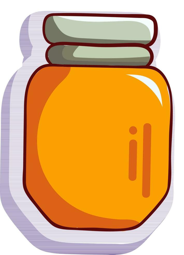 Isolated Honey Jar Icon In Sticker Style. vector