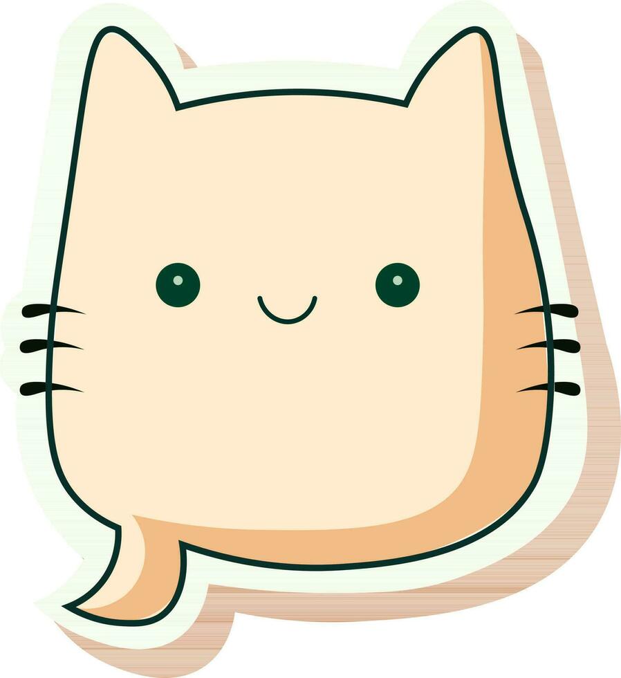 Isolated Peach Cute Cat Face Icon In Sticker Style. vector