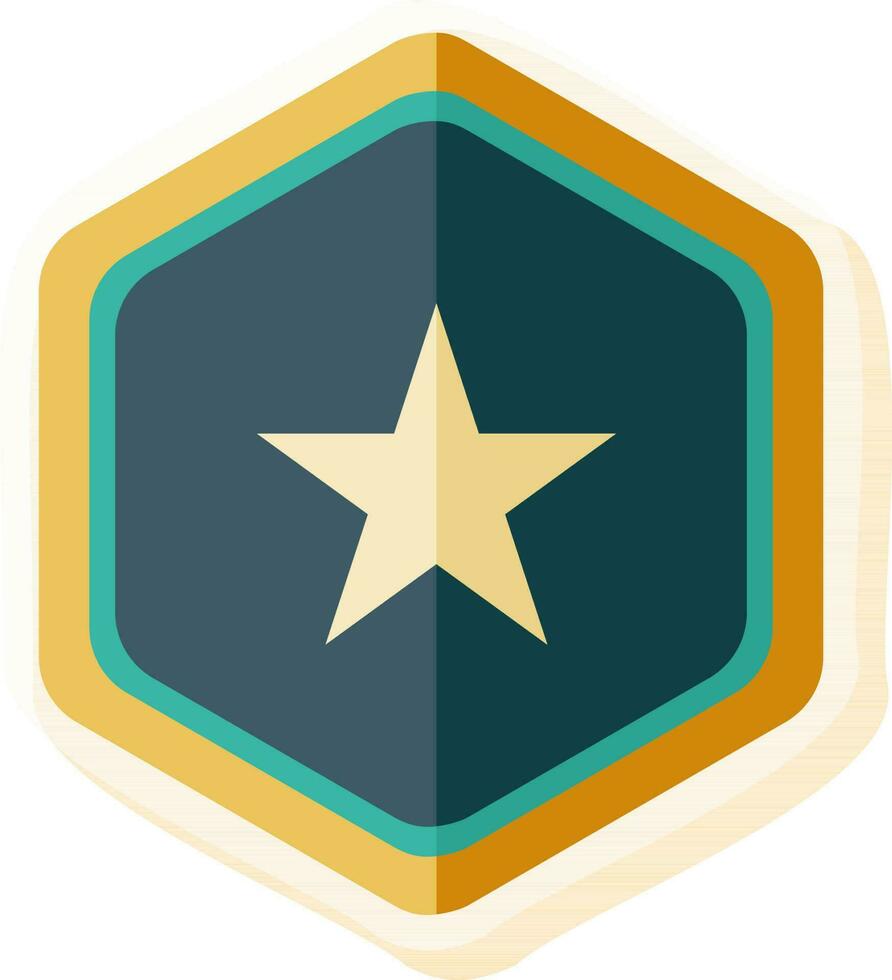 Star Inside Hexagon Badge Icon In Sticker Style. vector