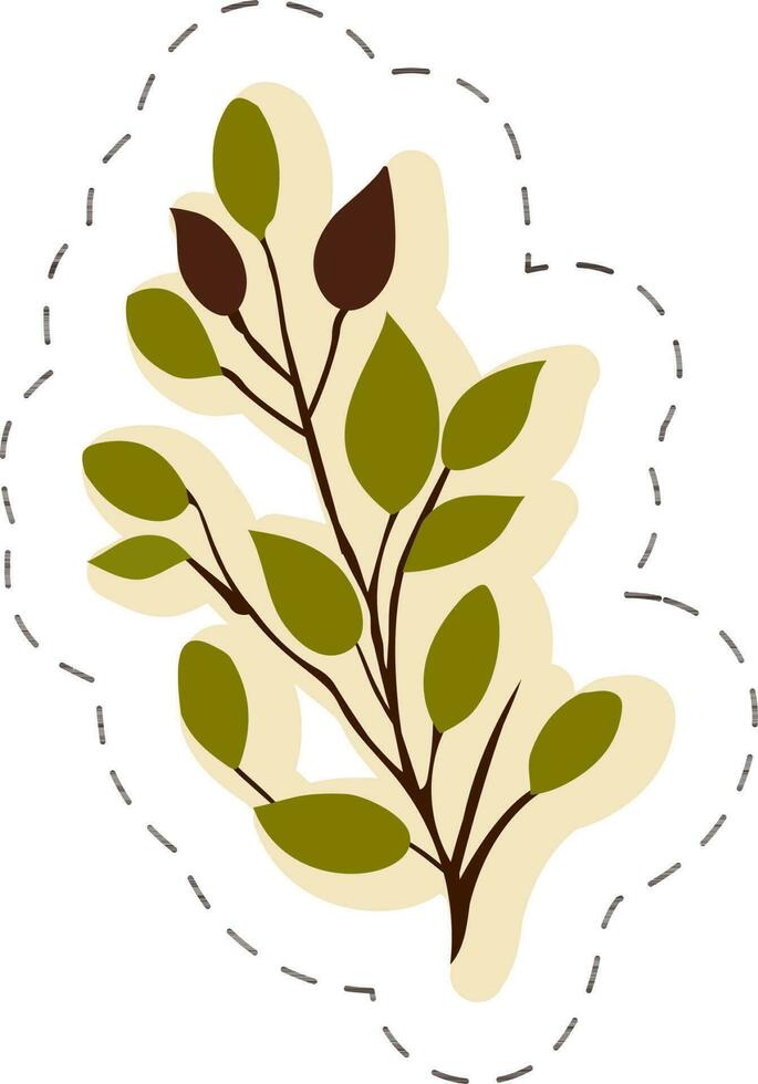 Illustration of Leaf Plant In Sticker Style. vector