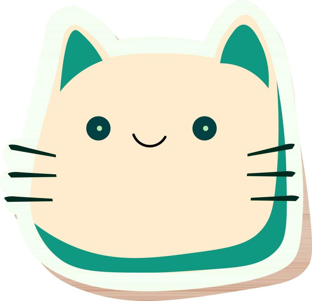 Isolated Cat Emoji Face In Sticker Style. vector