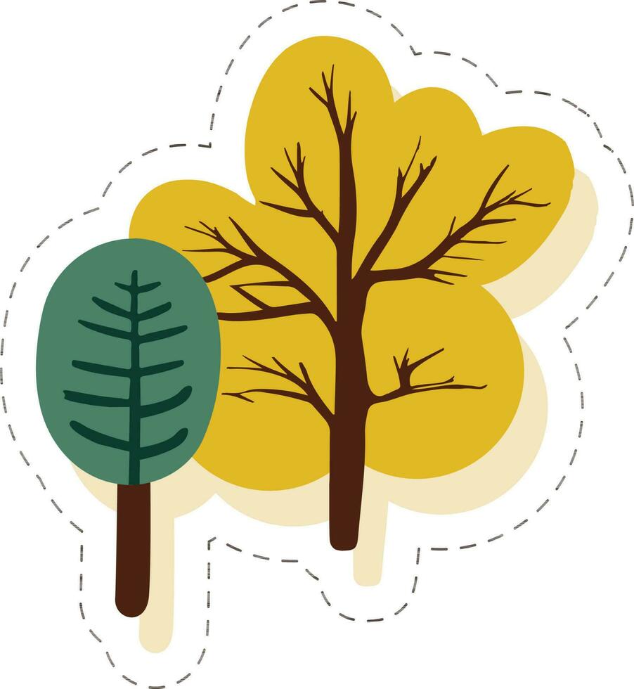 Sticker Style Two Type Tree Element. vector