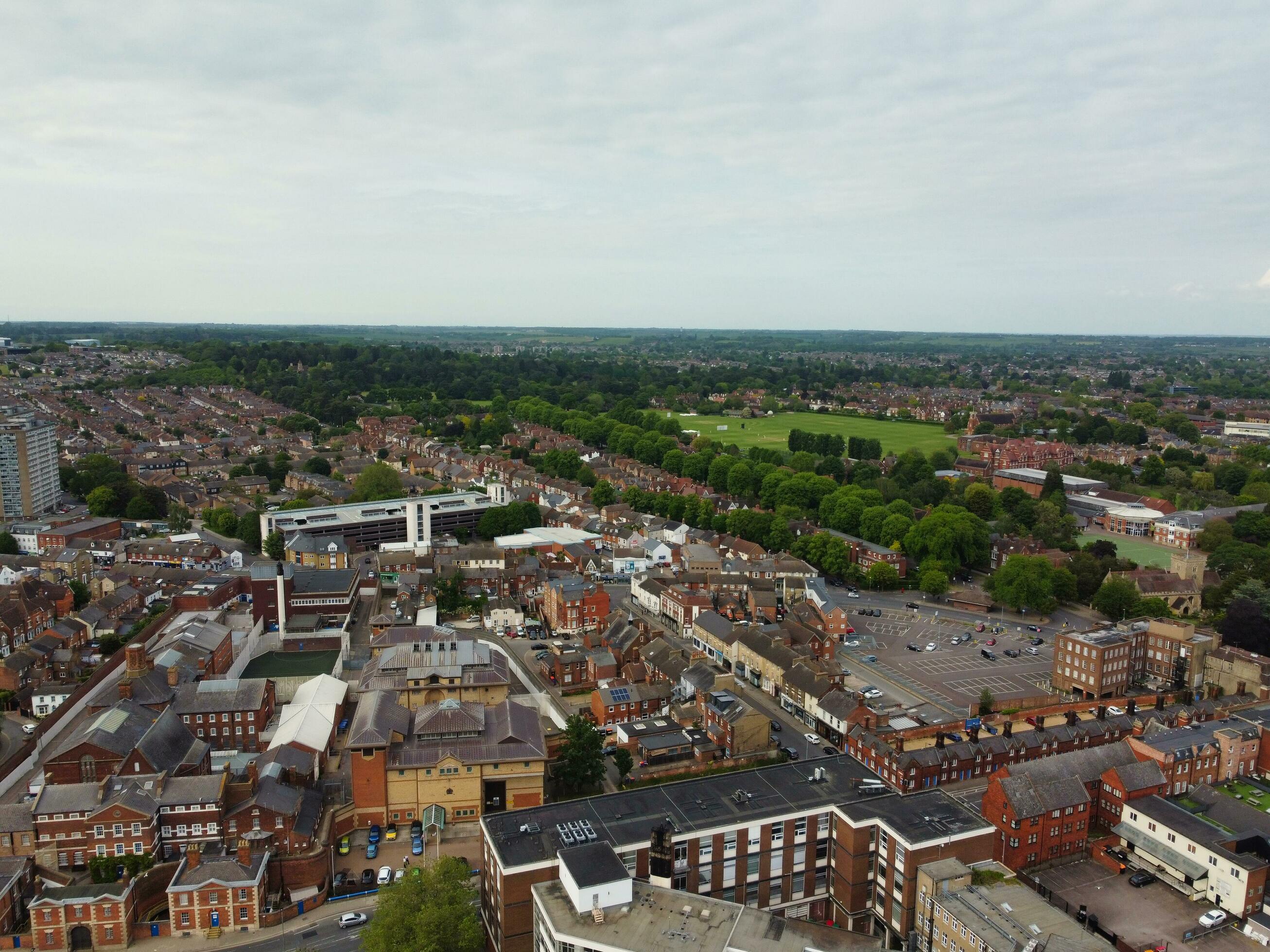 Aerial View of Central Bedford City of England Great Britain