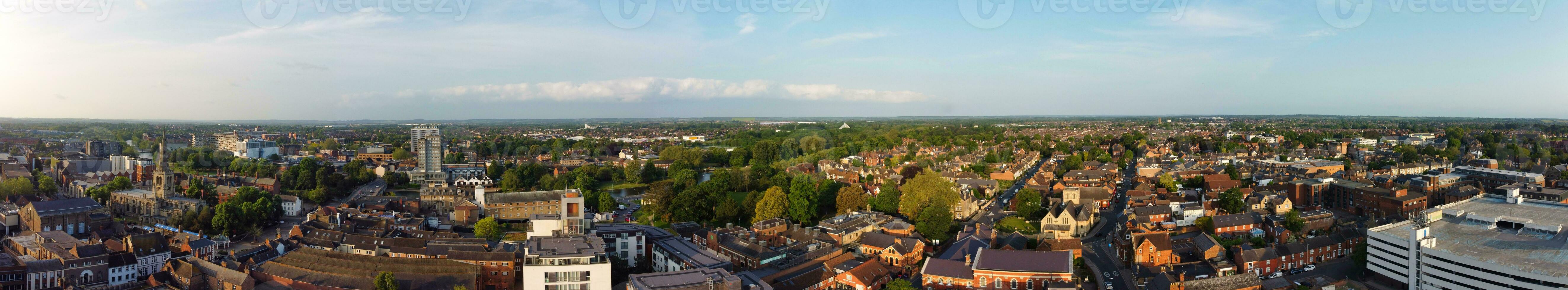 Beautiful Aerial Footage of Central Bedford City of England. The Downtown's Footage Was Captured with Drone's Camera from Medium Altitude on 28-May-2023. photo