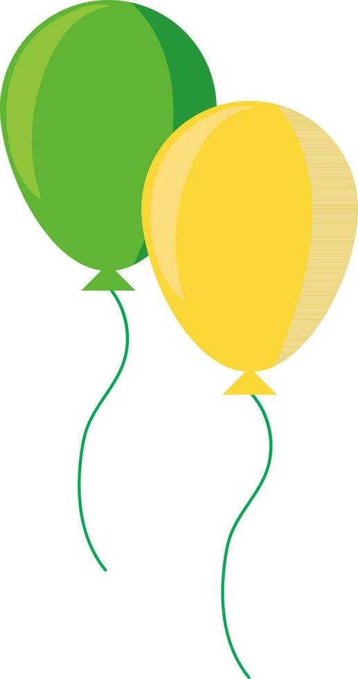 Green And Yellow Balloons Icon In Flat Style. vector