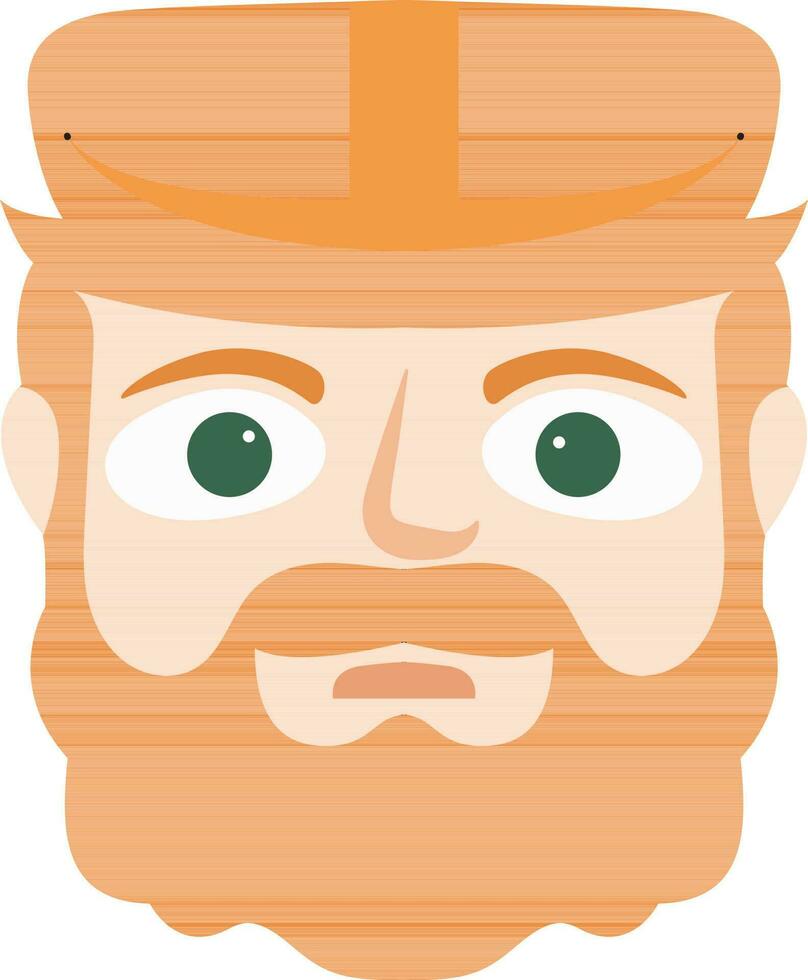 barba hombre cara vistiendo naranja sombrero icono en plano estilo. vector