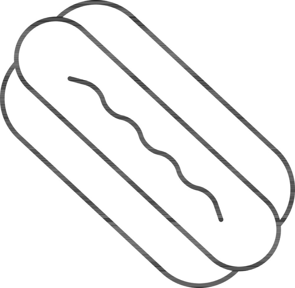 Isolated Hot Dog Icon In Black Outline Style. vector