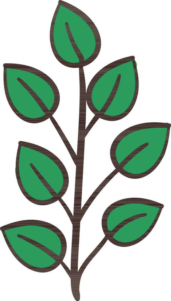 Flat Style Leaves Icon In Green Color. vector