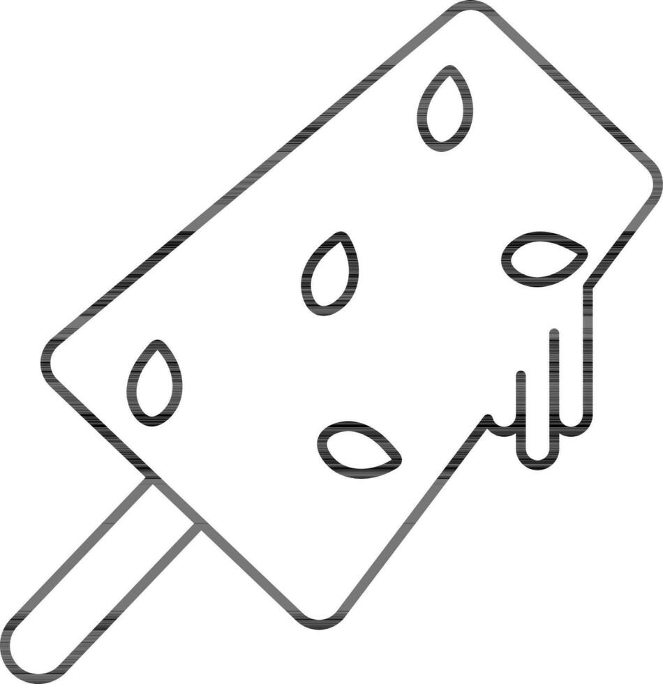 Decorated Sesame Dripping Popsicle Icon In Black Outline Style. vector