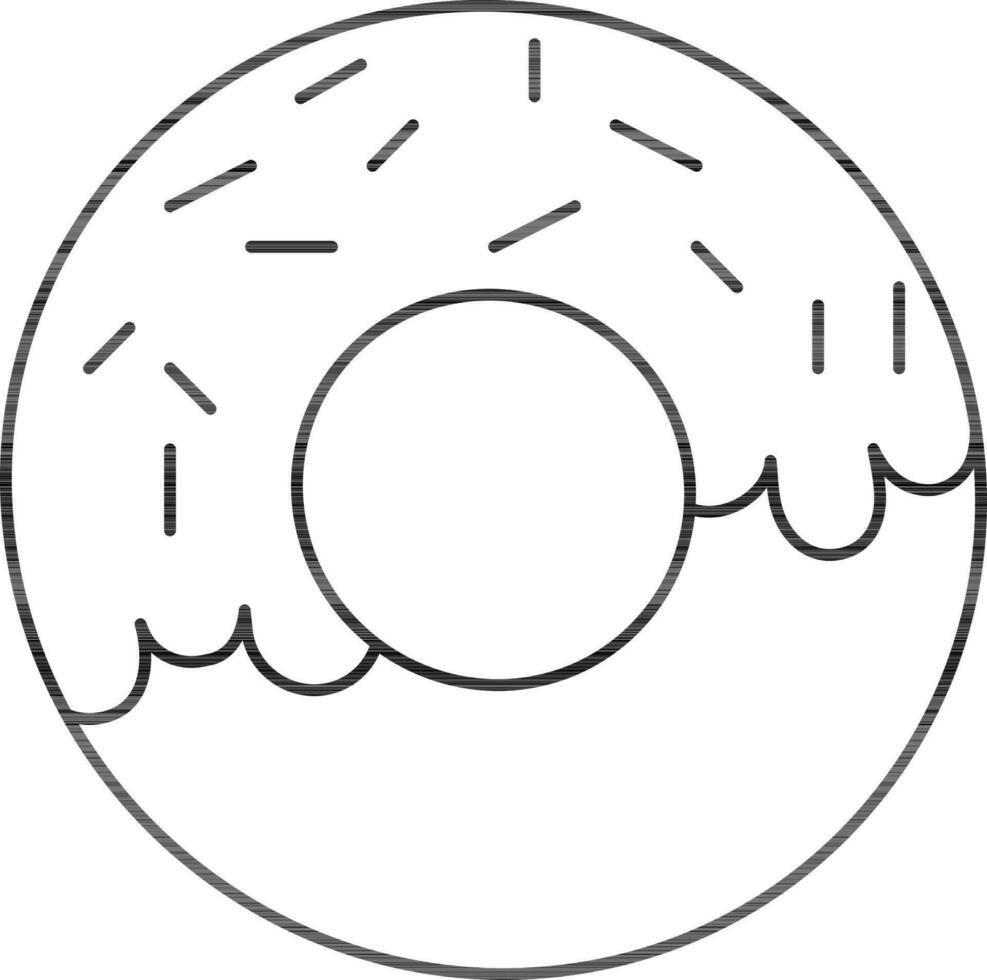 Isolated Doughnut Icon In Black Outline Style. vector